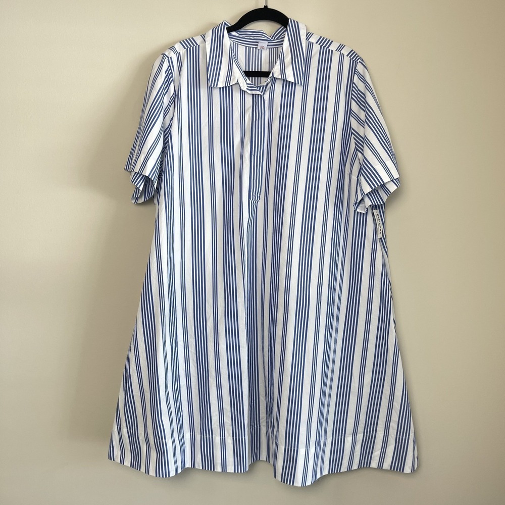 NWT Old Navy Swing Mini Shirt Dress‎ Blue White Stripe Beach Women's Sz XXL